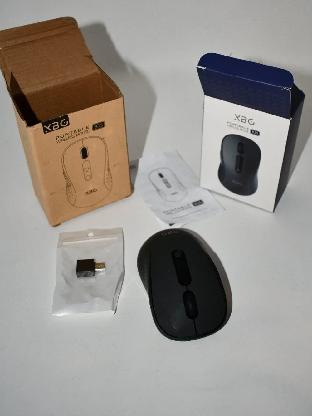 XBG B15Pro Tri-Mode Wireless Bluetooth Mouse, LED Display, Rechargeable, Black,